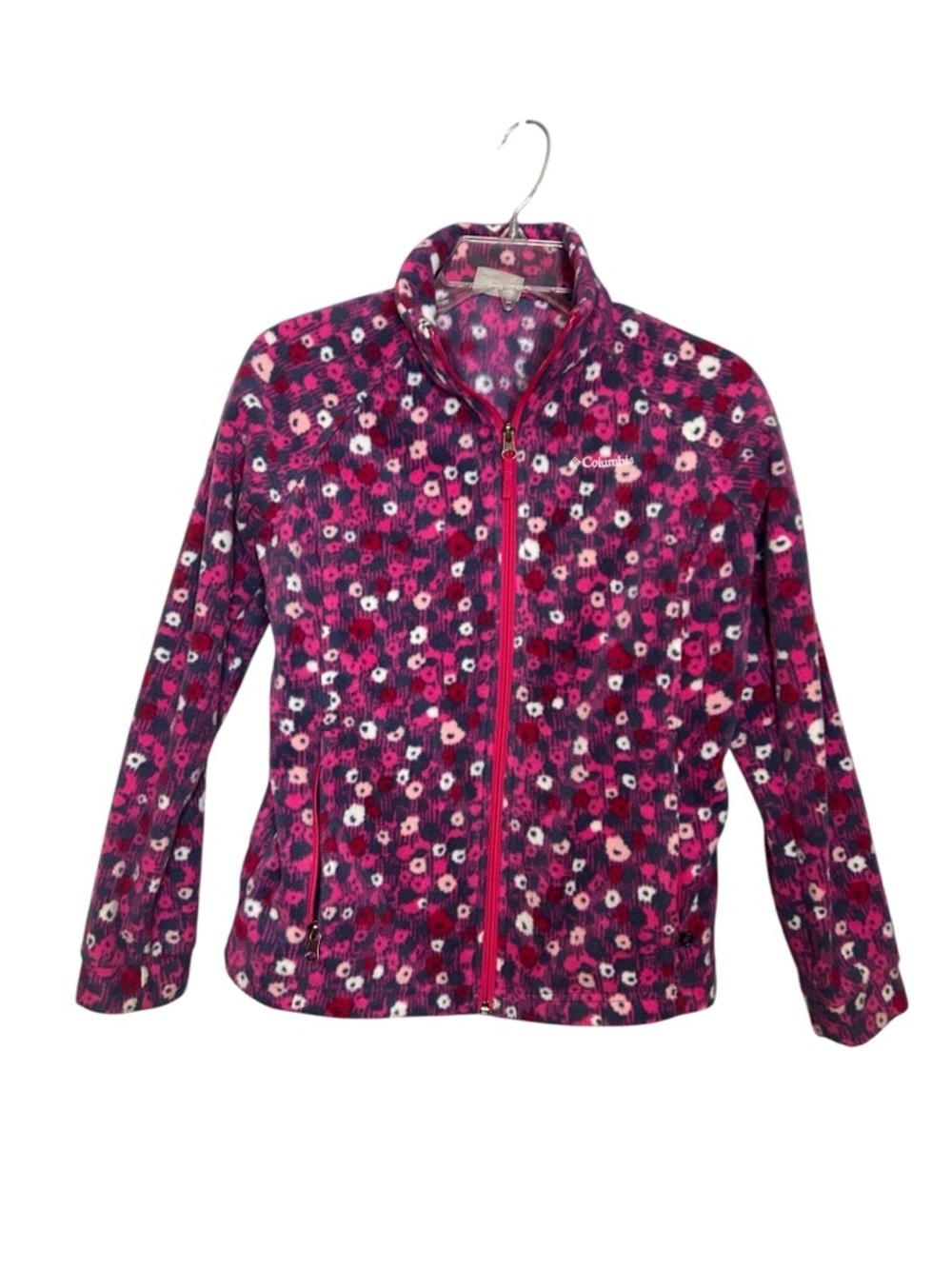 Columbia Girls 14/16 Pink Floral Fleece Full Zip Jacket Youth Large - Picture 10 of 11